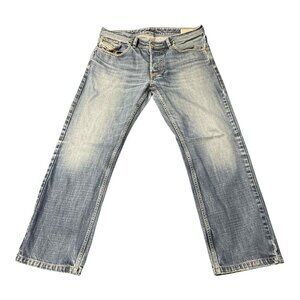 Diesel Larkee Jeans Mens 32x32 Blue Regular Straight Leg Distressed Denim